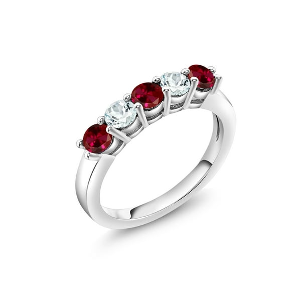 Wedding Ruby & White Topaz 100% 925 Sterling Gemstone Silver Rings Size 6 7 8 9 Wedding Ruby & White Topaz 100% 925 Sterling Gemstone Silver Rings Size 6 7 8 9
